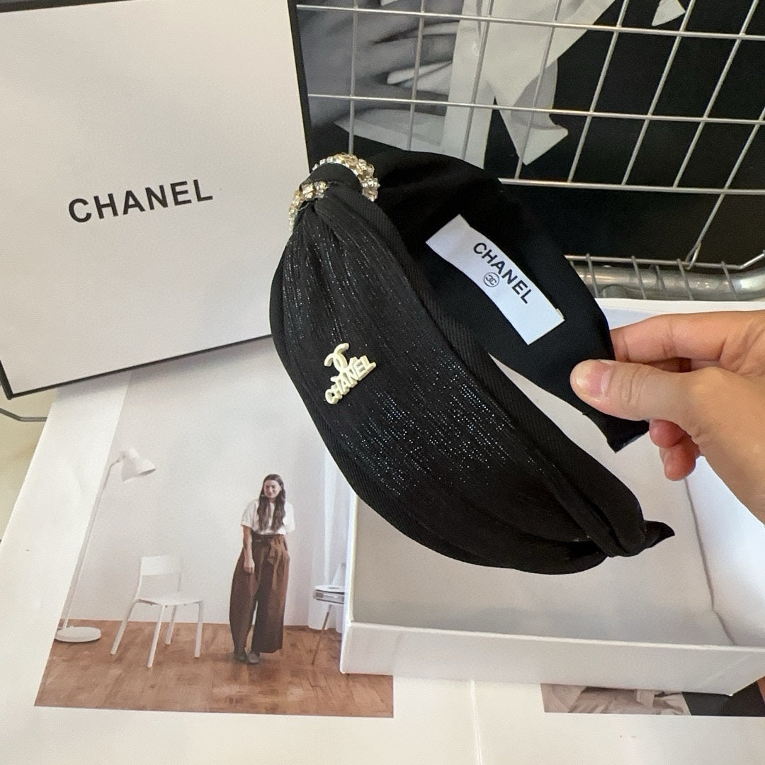 BLACK SILK AND FABRIC HAIRBAND 410877