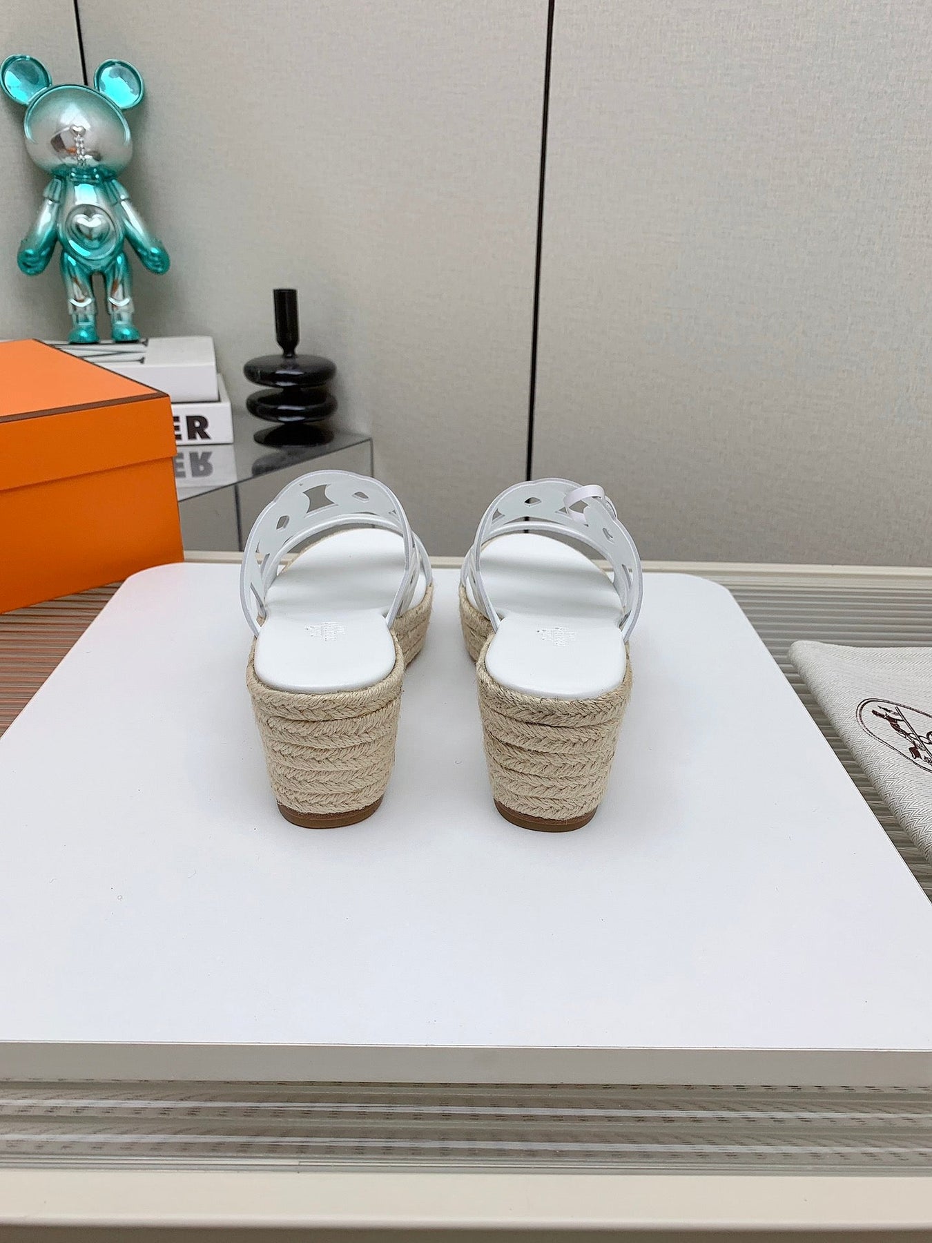 ITHEA 85 MM ESPADRILLE IN WHITE CALFSKIN