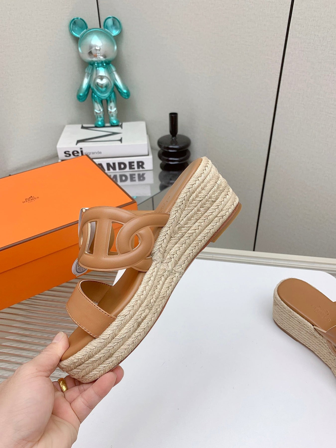 ITHEA 85 MM ESPADRILLE IN BRONZE BROWN CALFSKIN