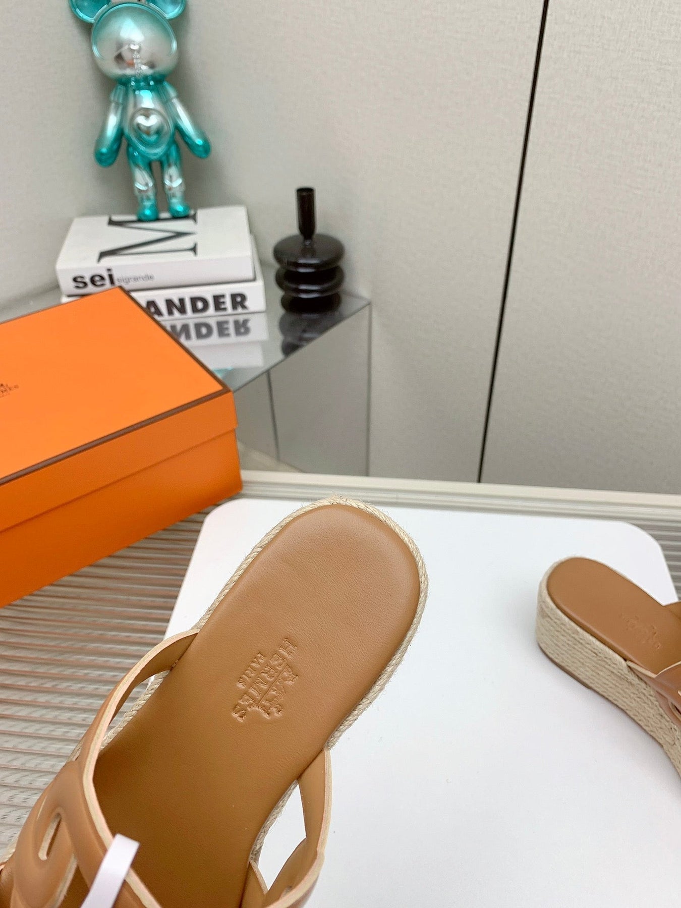 ITHEA 85 MM ESPADRILLE IN BRONZE BROWN CALFSKIN