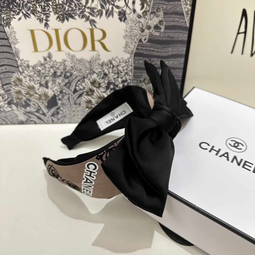 CAMEL BROWN FABRIC AND BLACK SATIN HEADBAND 168577