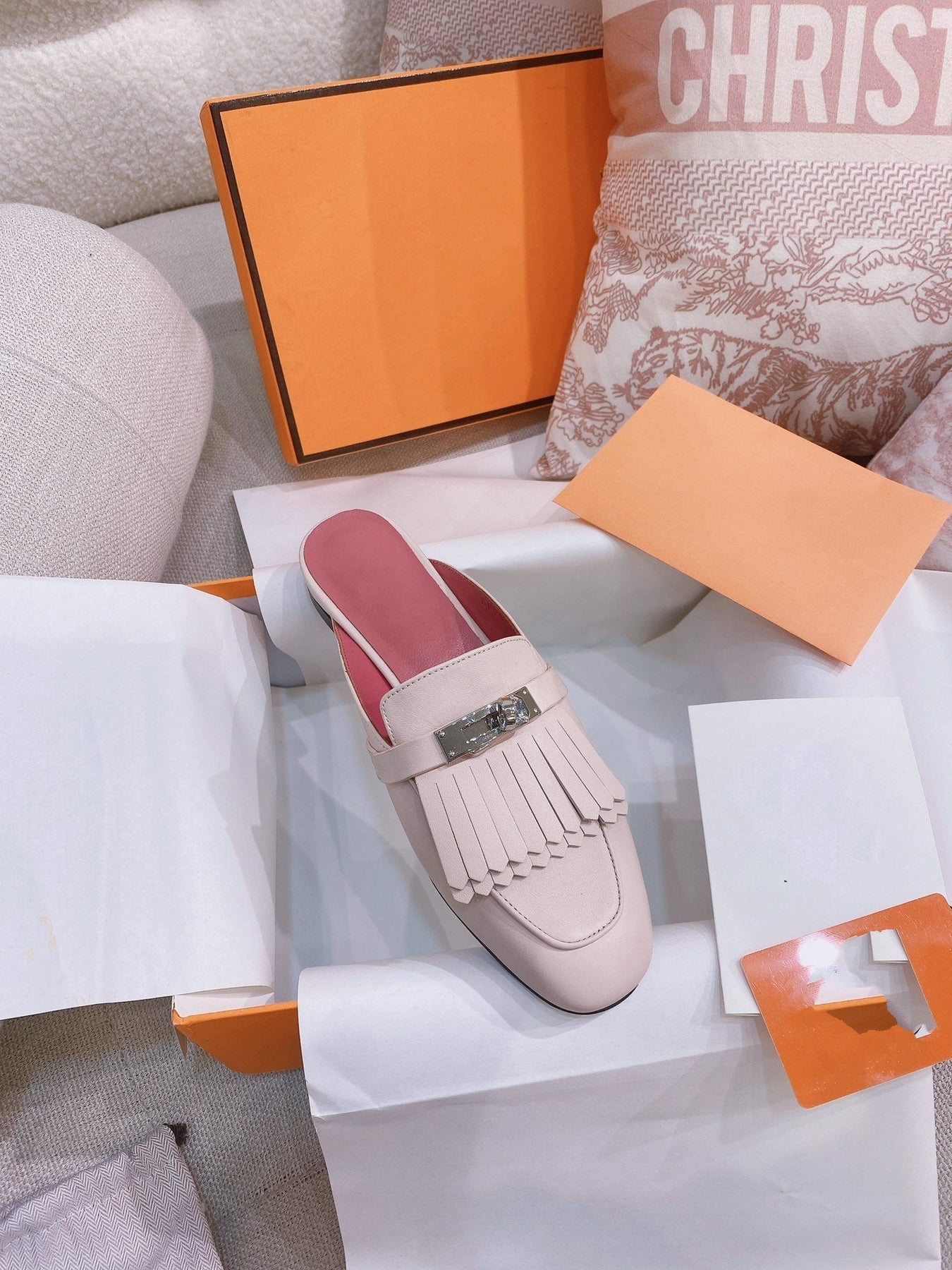 OZ Mule Fringed Light Pink