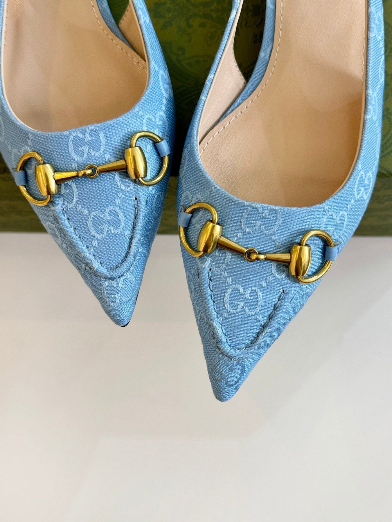 GG HORSEBIT SLINGBACK BALLET FLAT SKY CANVAS