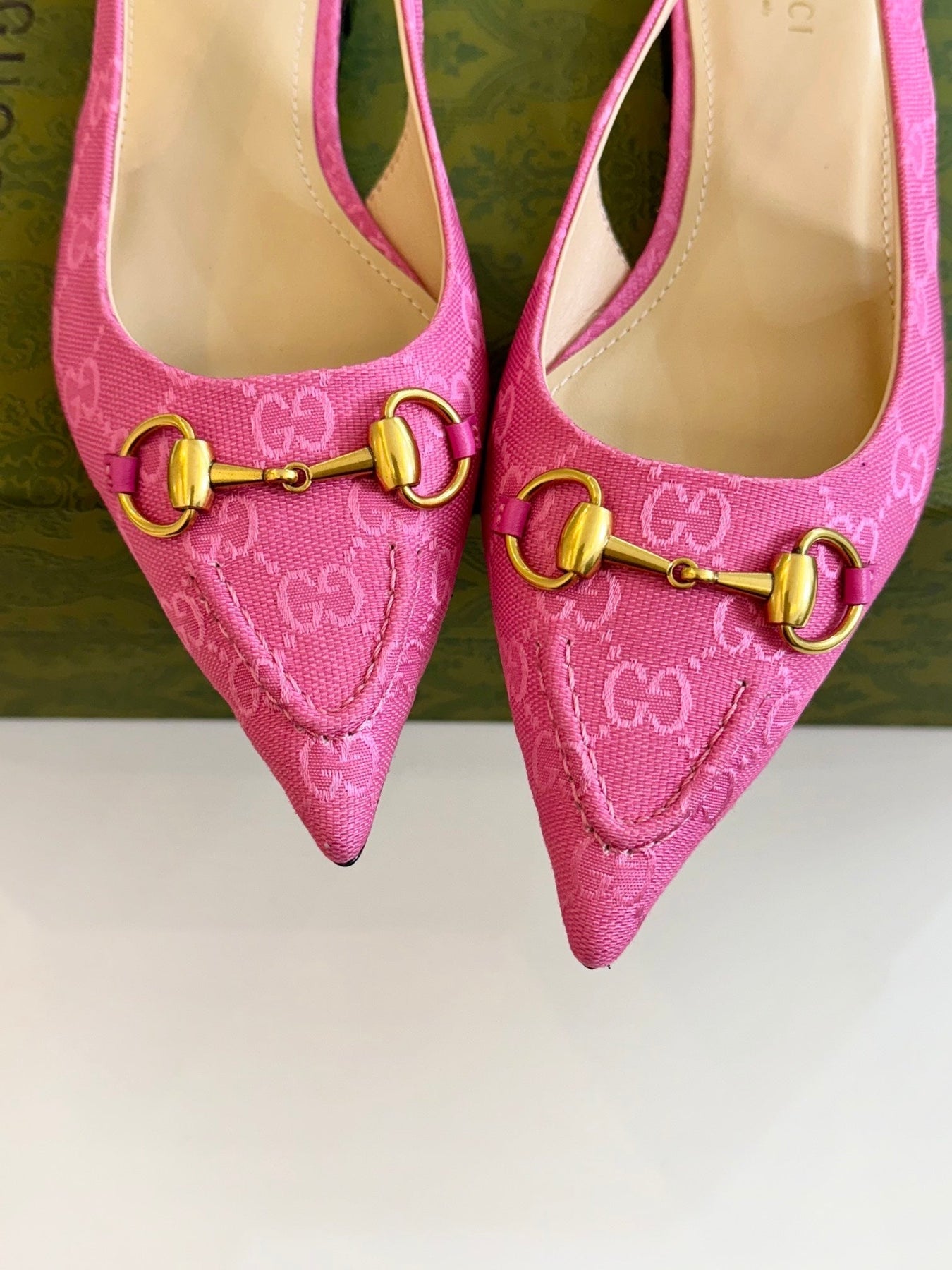 GG HORSEBIT SLINGBACK BALLET FLAT PINK CANVAS