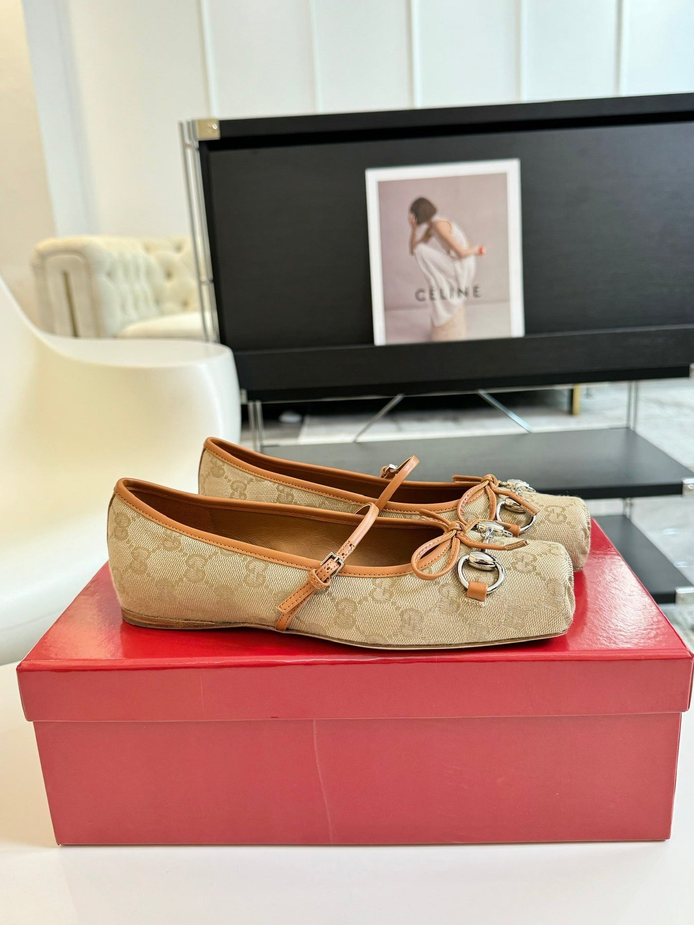 GG BALLET FLAT TORTILLA FABRIC