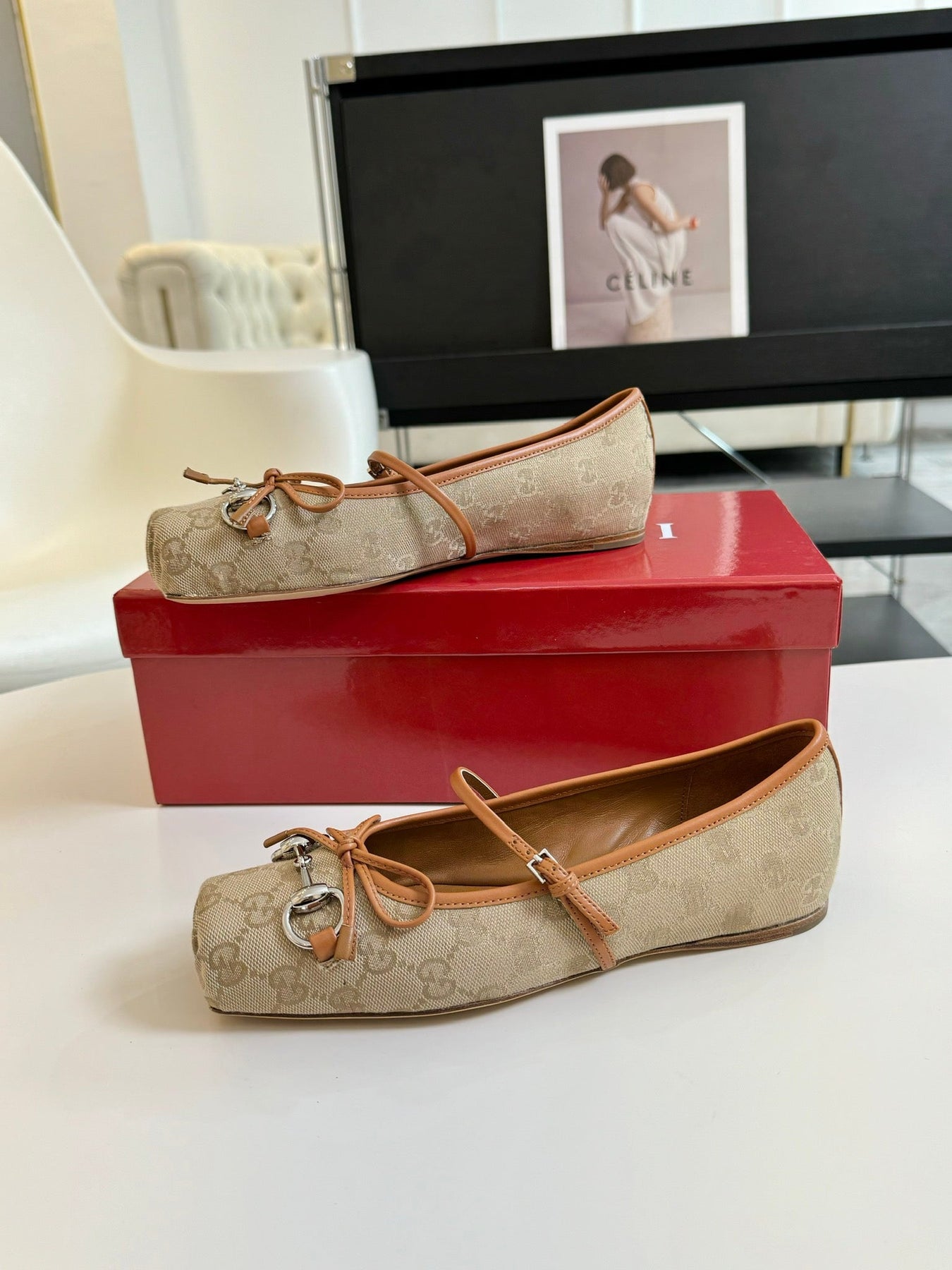 GG BALLET FLAT TORTILLA FABRIC