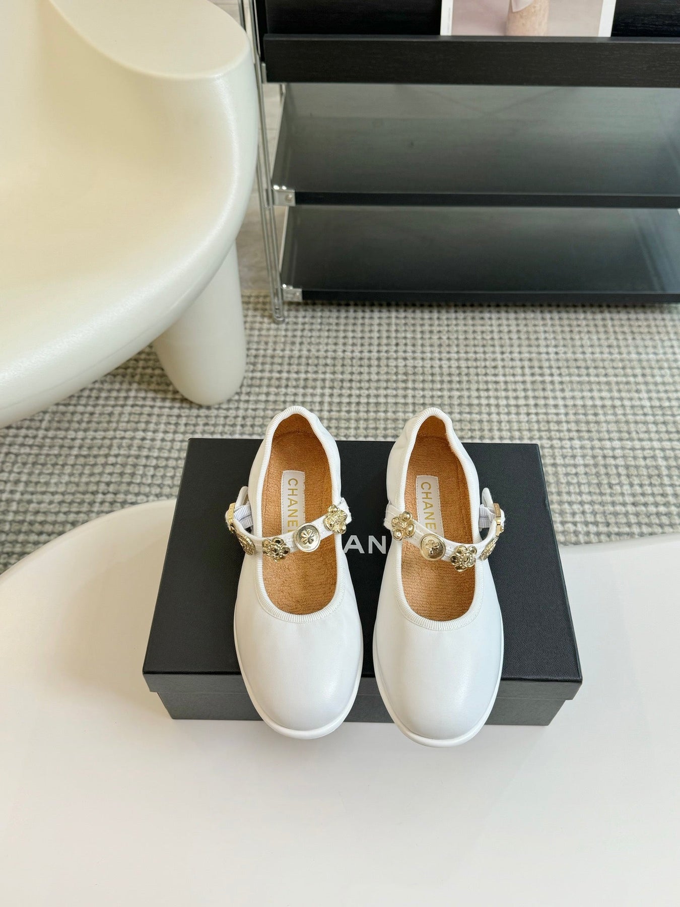 MARY JANE SHOES WHITE SHEEPSKIN