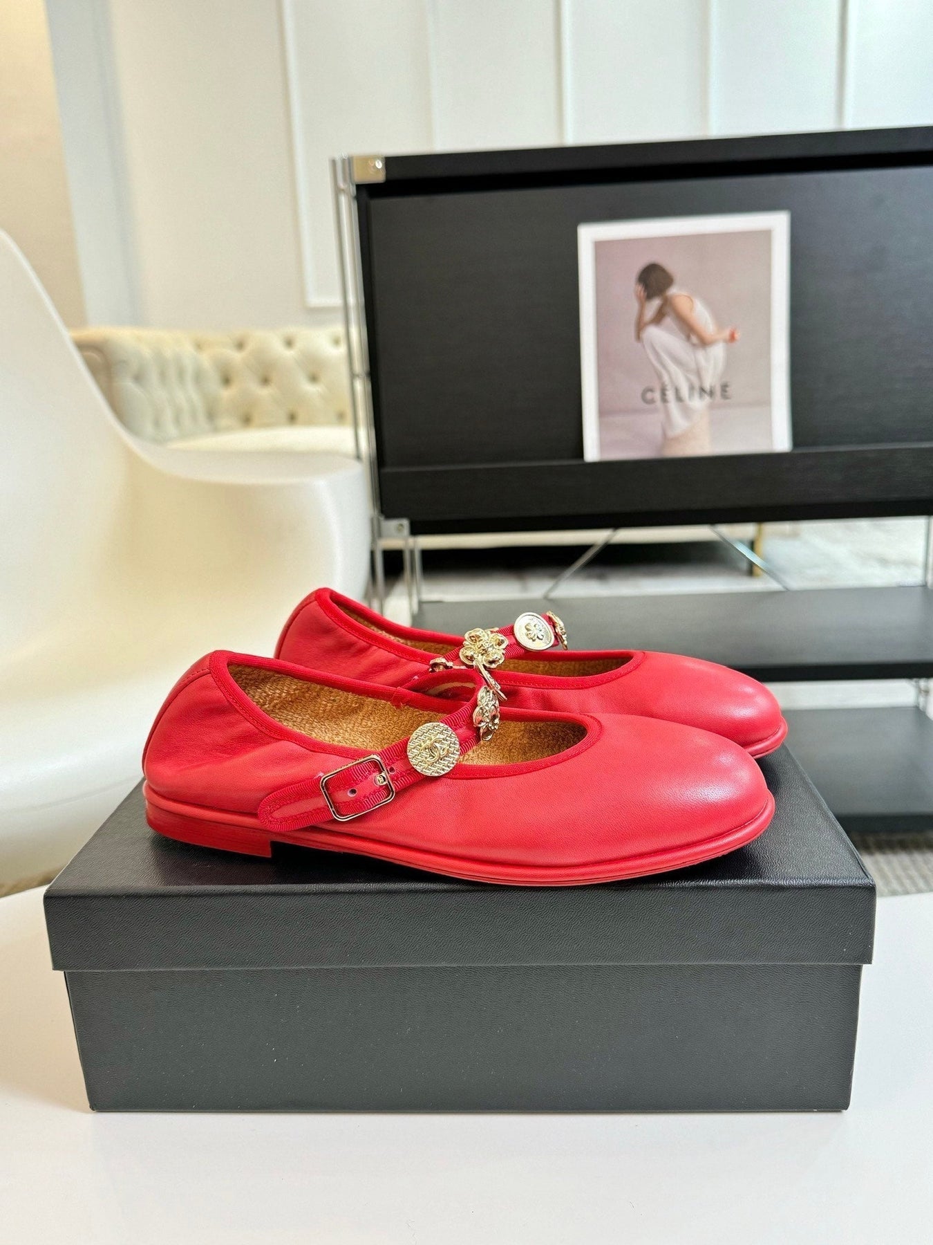 MARY JANE SHOES ROSE RED SHEEPSKIN