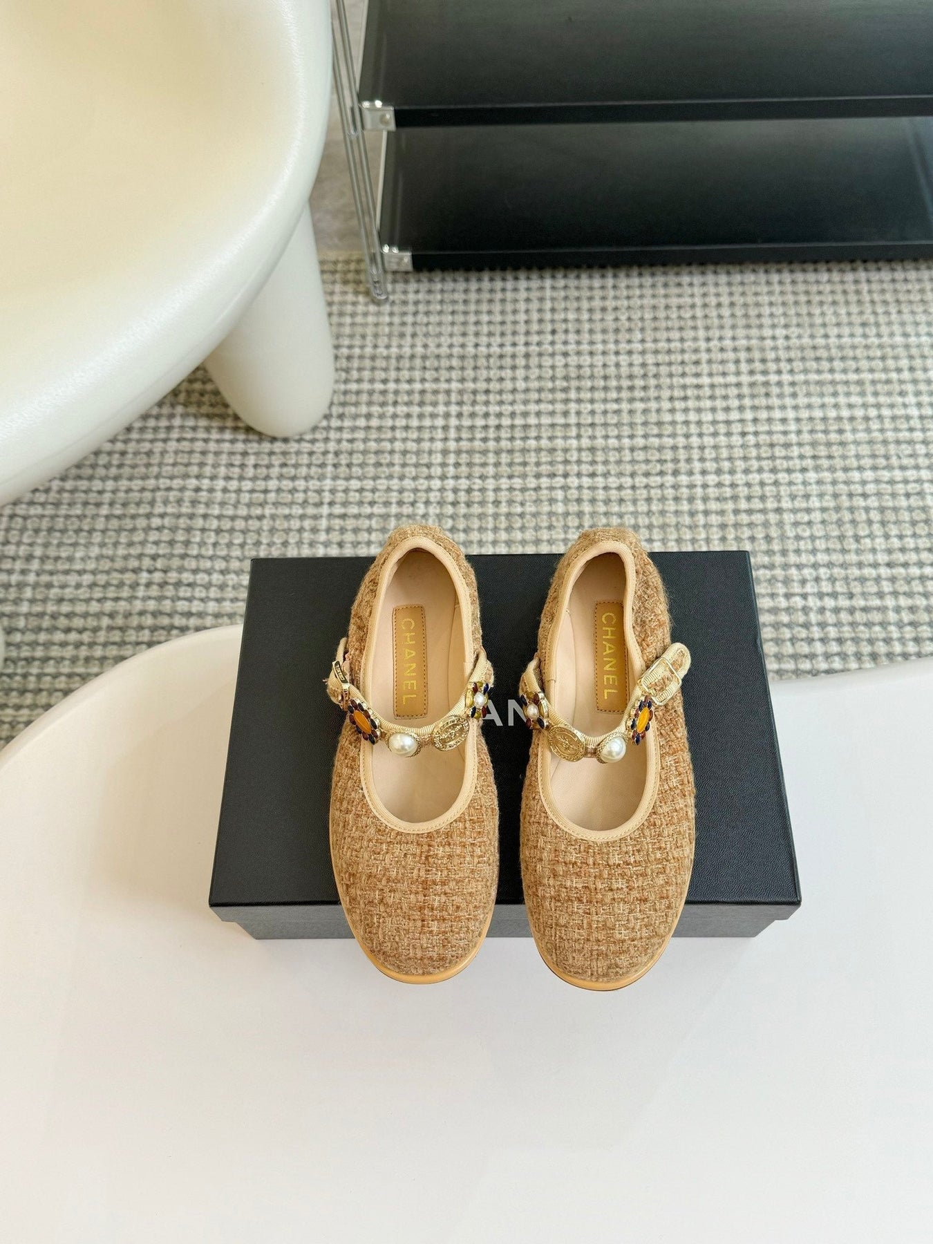 MARY JANE SHOES GRANOLA YELLOW WOOL TWEED