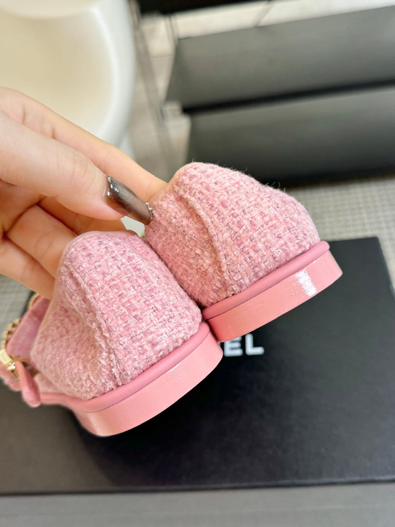 MARY JANE SHOES LIGHT PINK WOOL TWEED