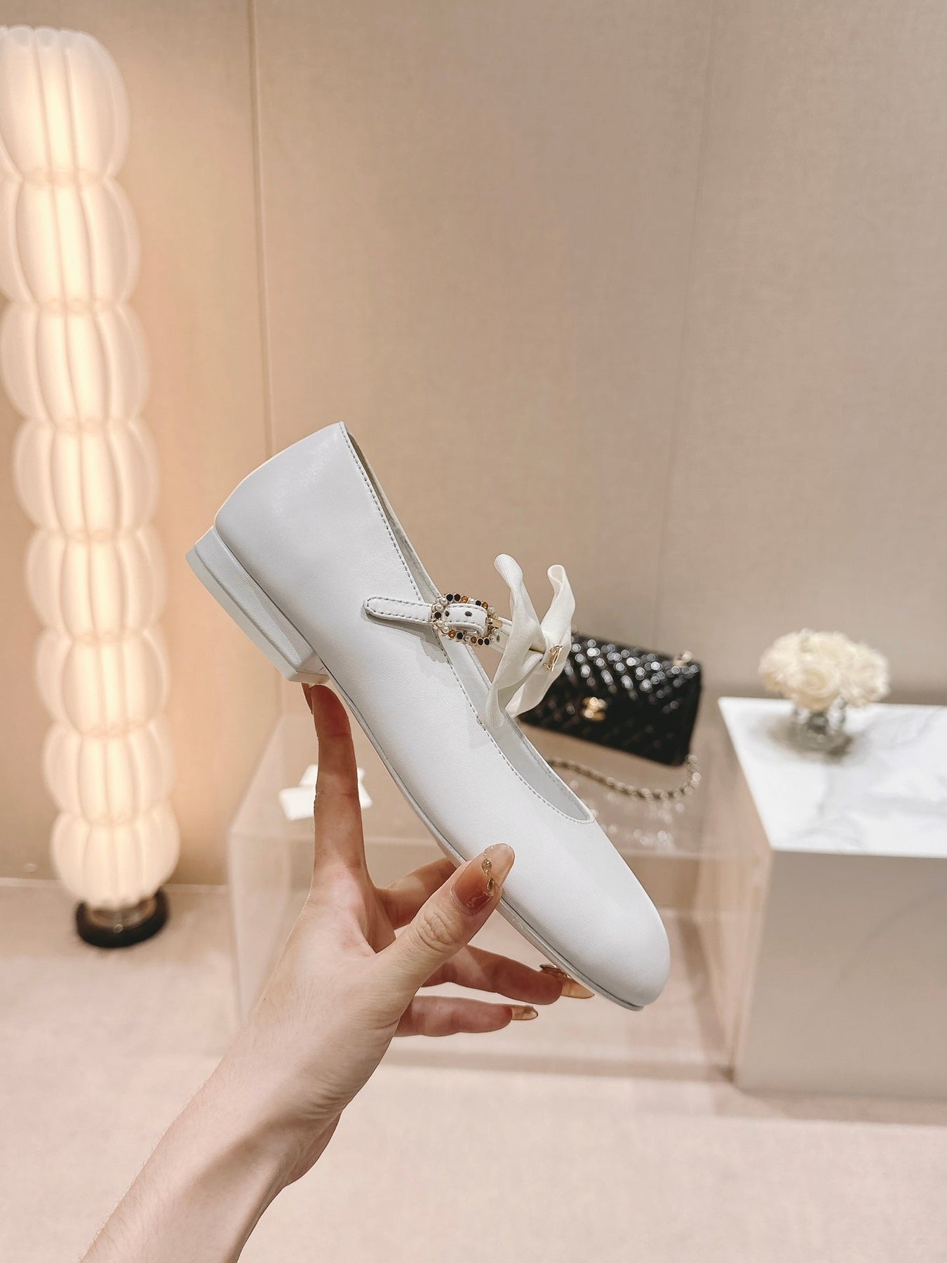 MARY JANE SHOES WHITE CALFSKIN