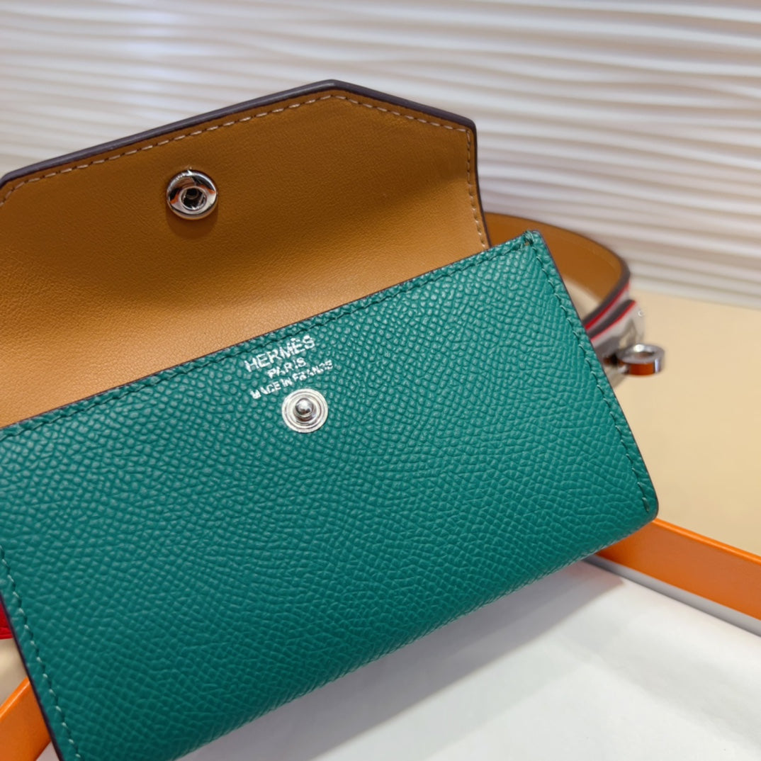 HM KELLY TEAL GREEN POCKET 18MM BELT CHERRY RED LEATHER SILVER HARDWARE