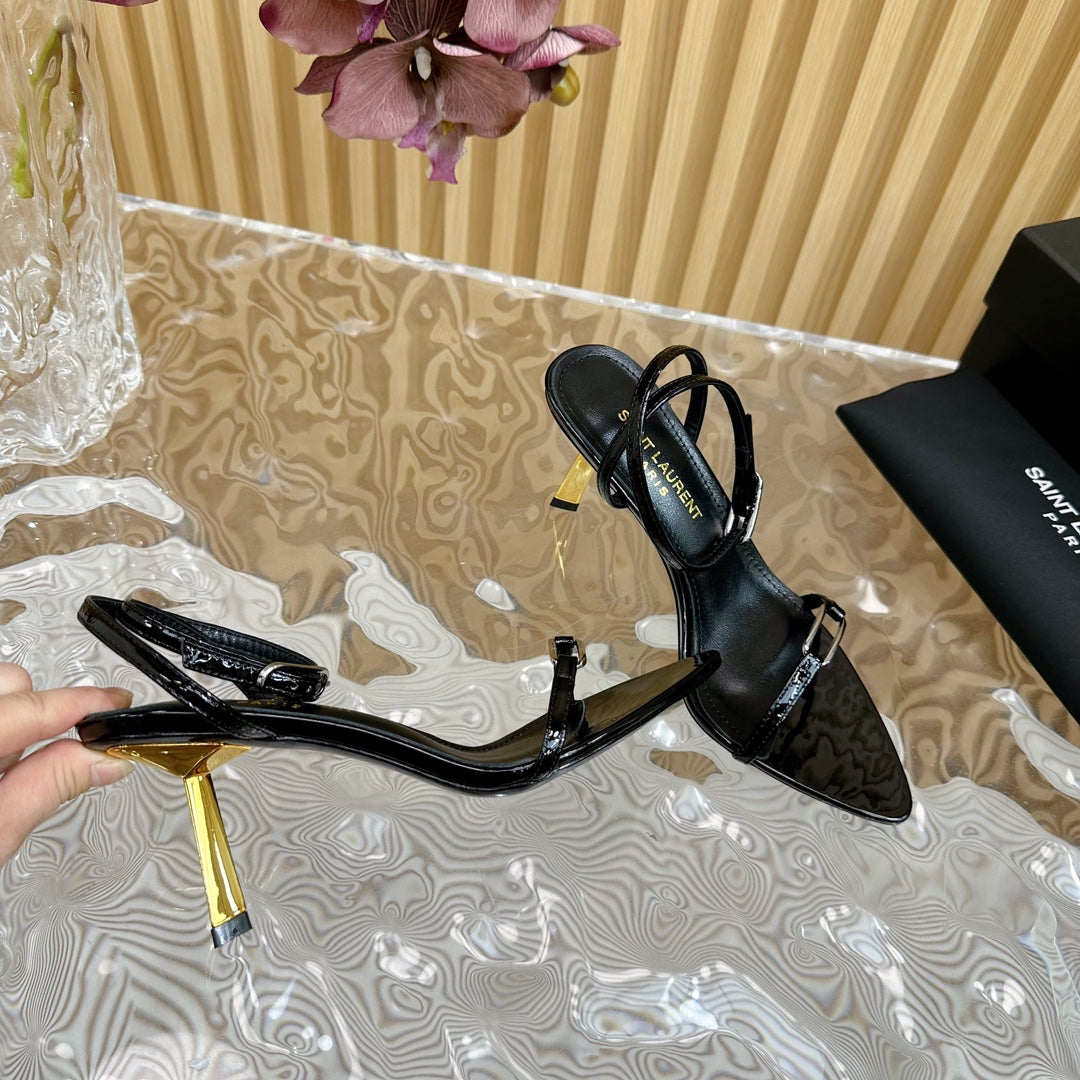 KITTY SANDALS 70 IN BLACK SHINY LEATHER