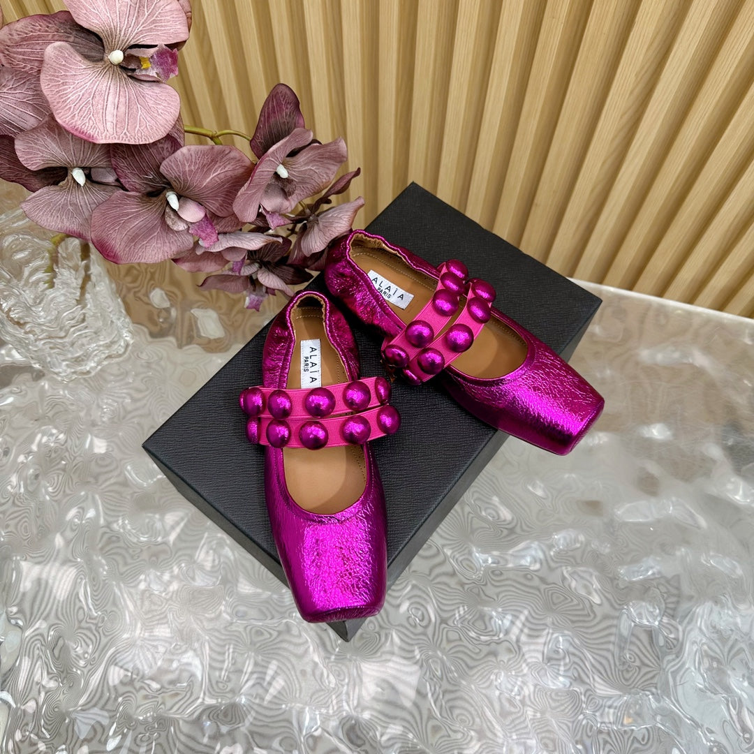 MARY JANE PEARL IN MAGENTA PURPLE GLOSSY LAMBSKIN