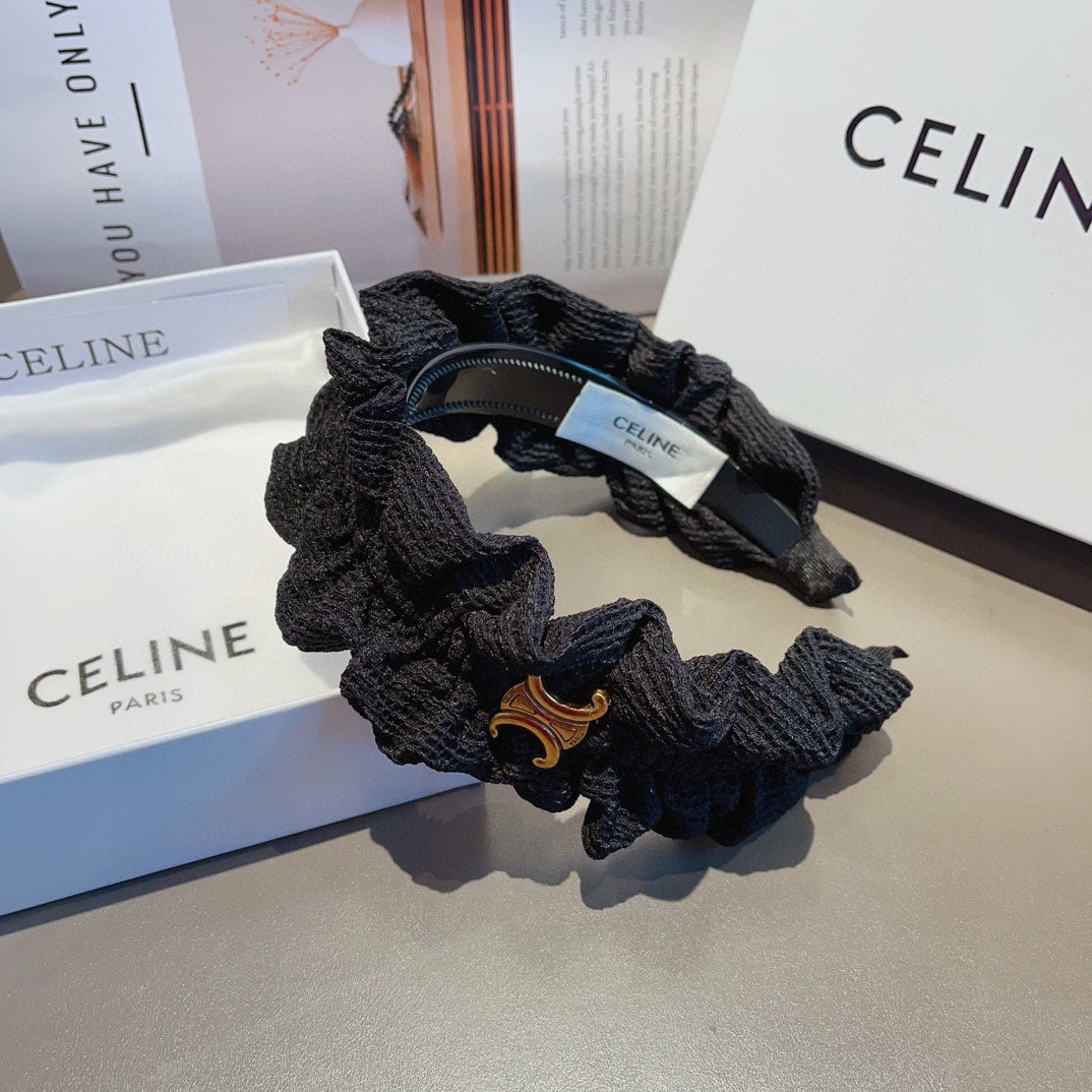 BLACK FABRIC WITH GOLD LOGO HAIRBAND 420627