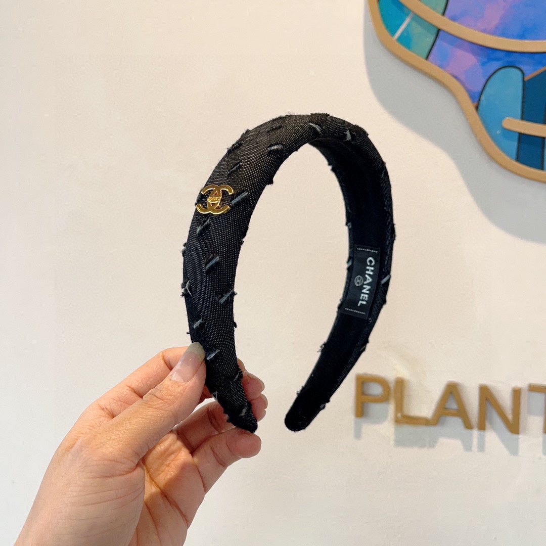 BLACK DENIM FABRIC HAIRBAND 432769