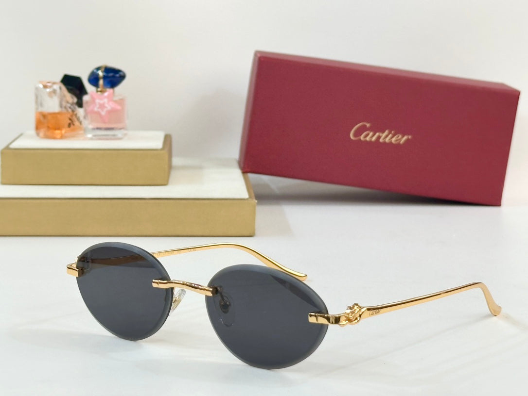 PANTHÈRE RIMLESS ROUND FRAME SUNGLASSES CT0504S IN METAL