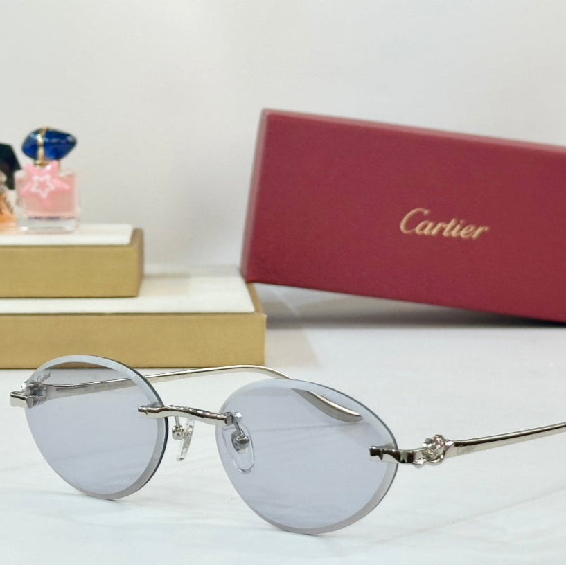 PANTHÈRE RIMLESS ROUND FRAME SUNGLASSES CT0504S IN METAL