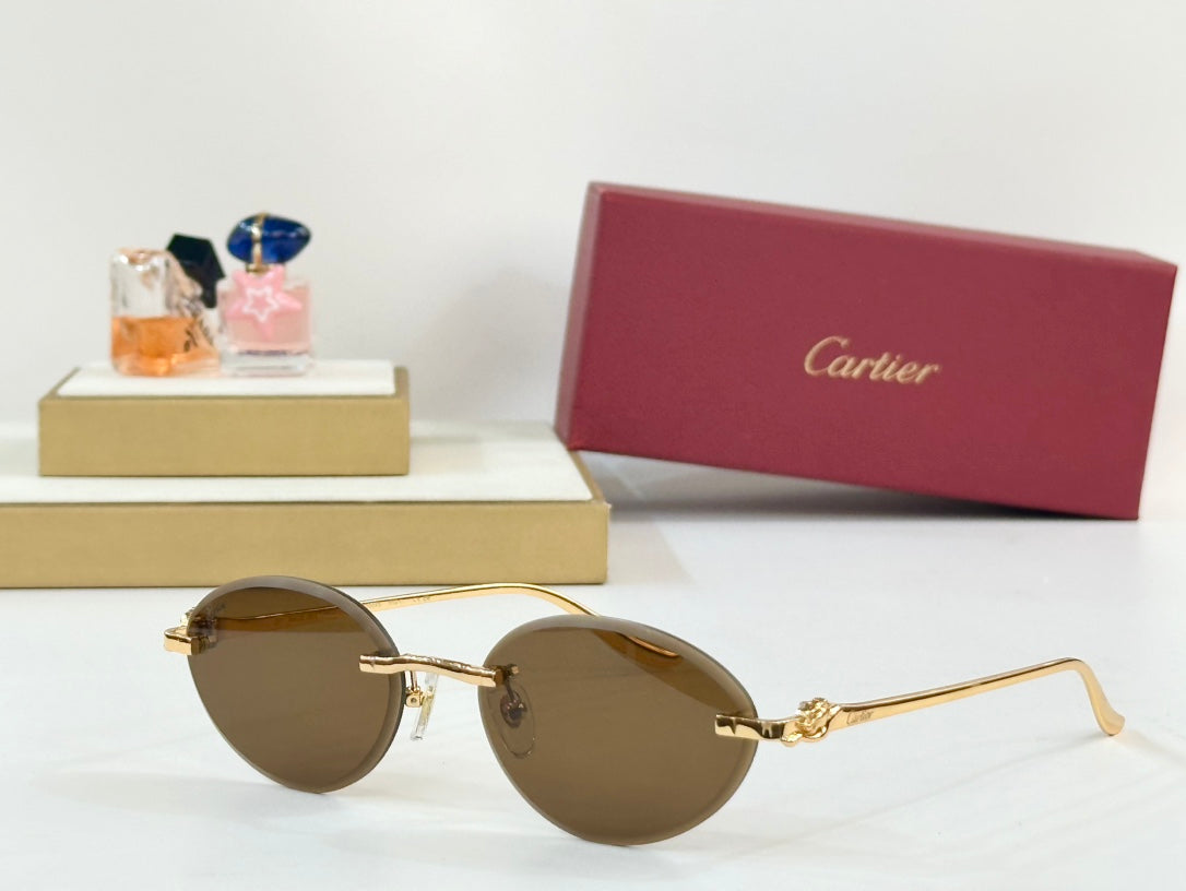 PANTHÈRE RIMLESS ROUND FRAME SUNGLASSES CT0504S IN METAL