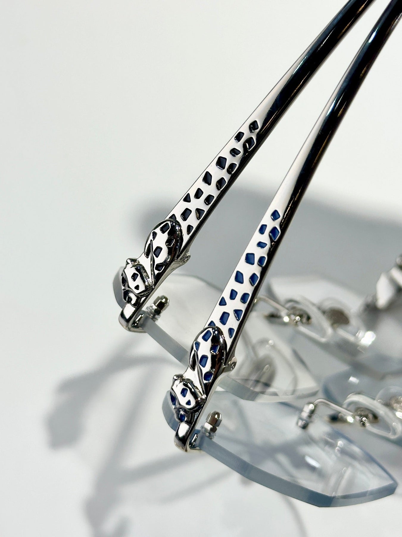 PANTHÈRE RIMLESS GEOMETRIC FRAME SUNGLASSES 580912 IN METAL