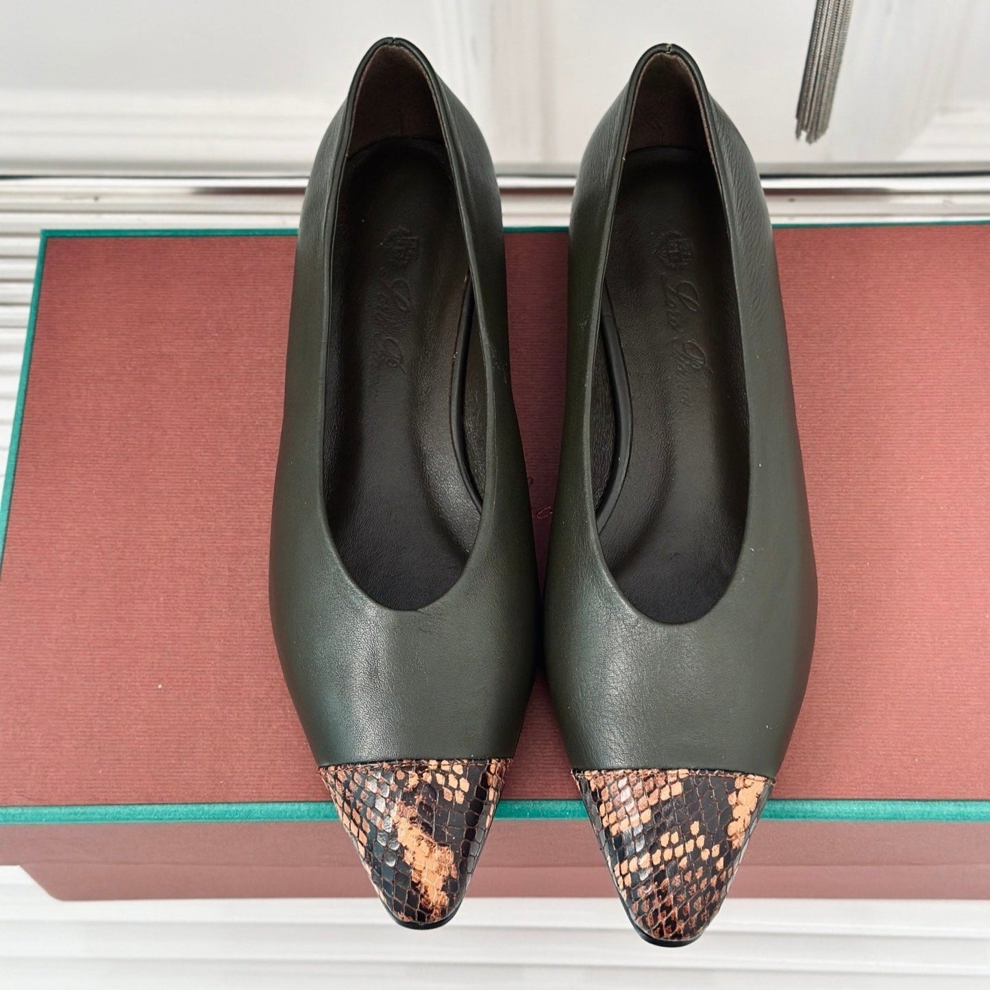 LP REBECCA BALLET FLATS CHARCOAL WAXED LEATHER