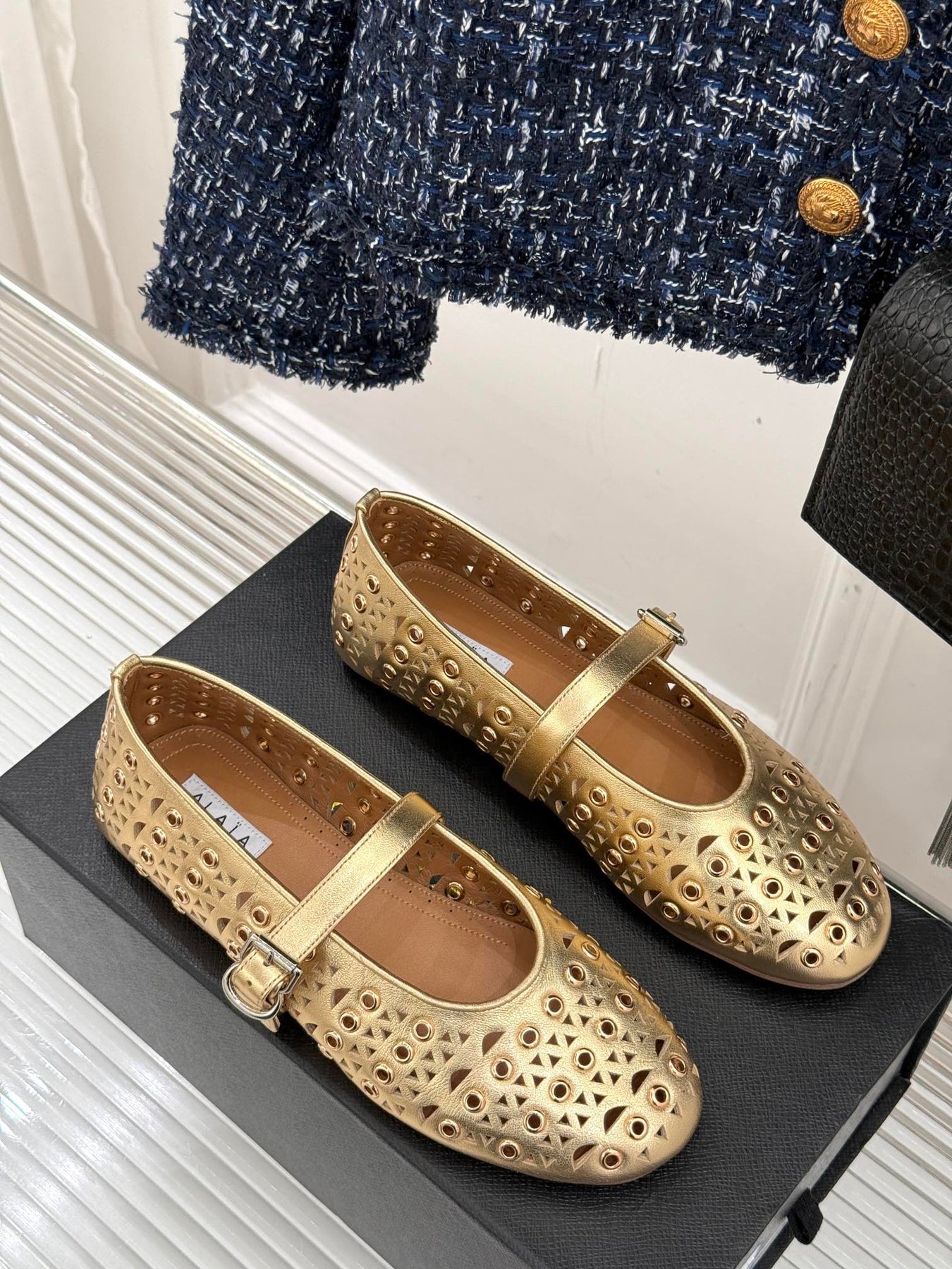 MARY JANE IN METALLIC GOLD CALFSKIN