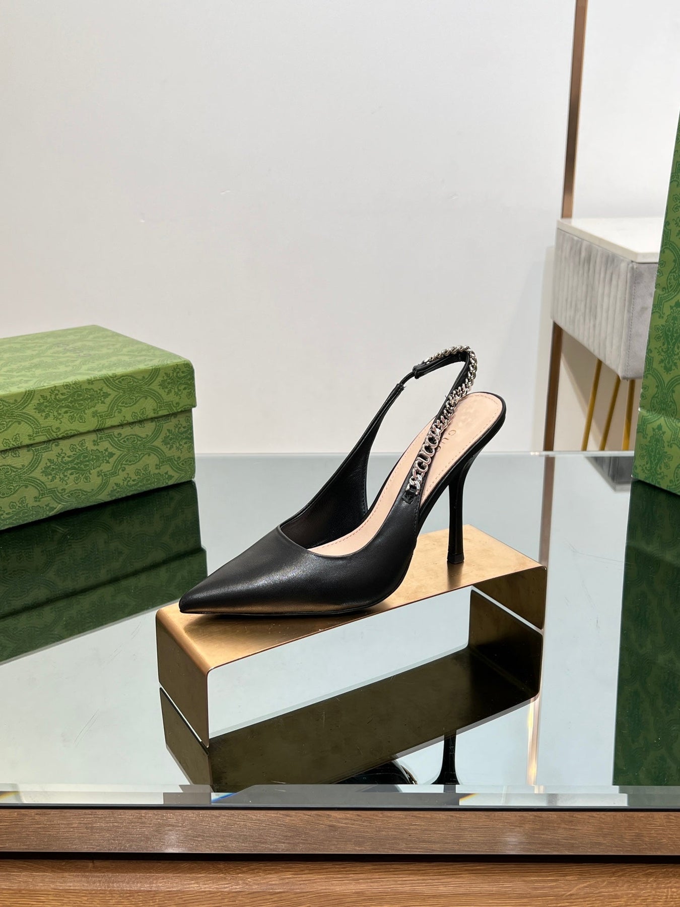 GG SIGNORIA SLINGBACK PUMP BLACK LAMBSKIN