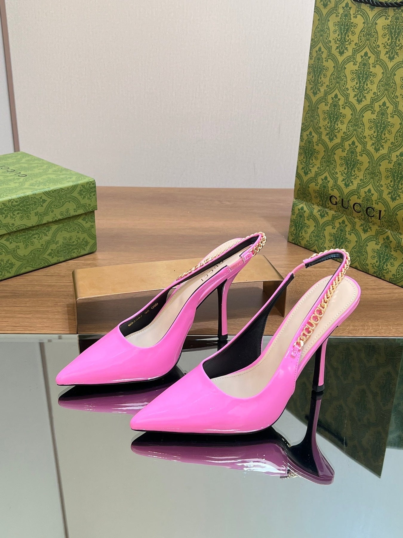 GG SIGNORIA SLINGBACK PUMP BRIGHT PINK LAMBSKIN