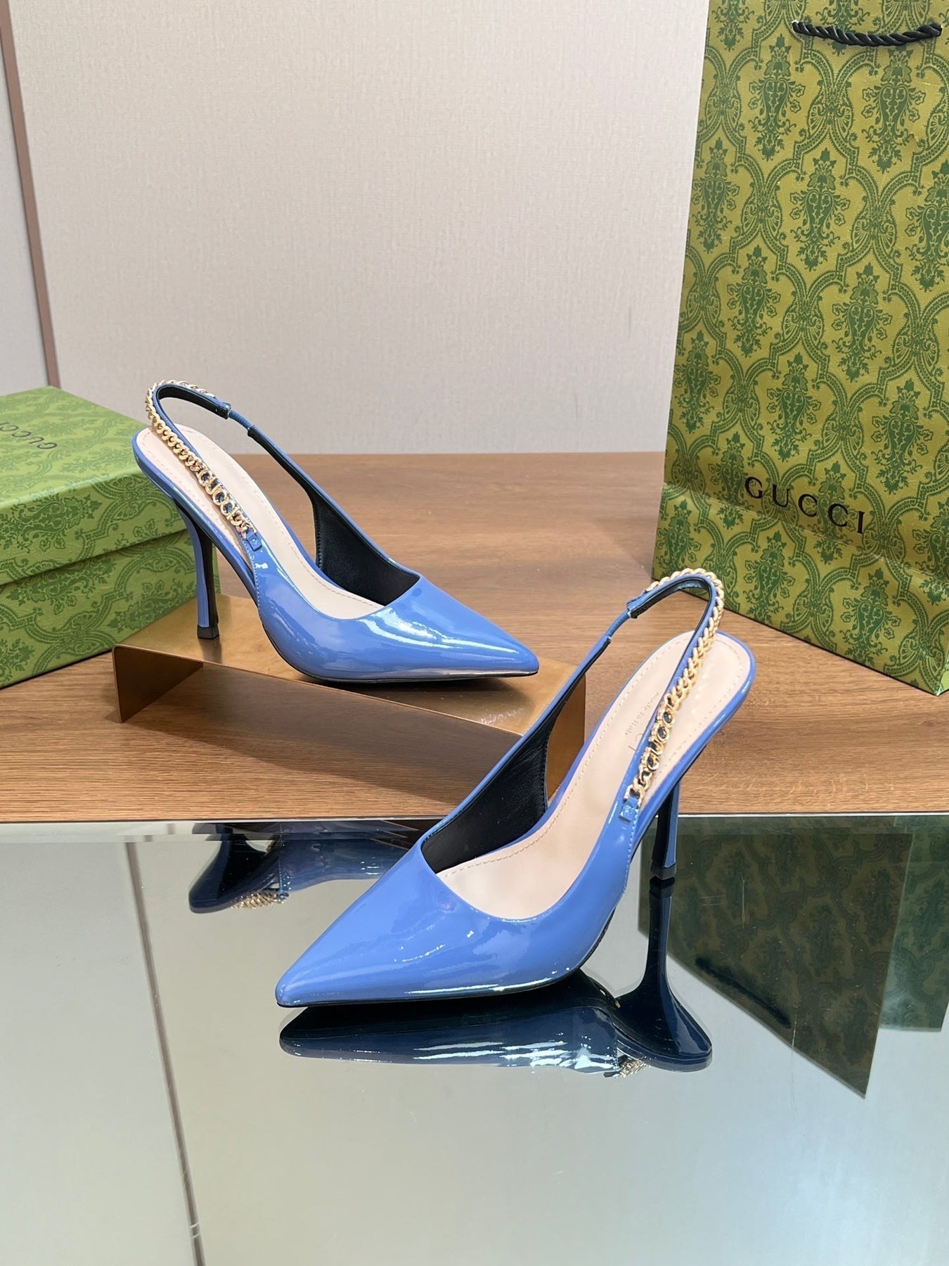 GG SIGNORIA SLINGBACK PUMP SAPPHIRE LAMBSKIN