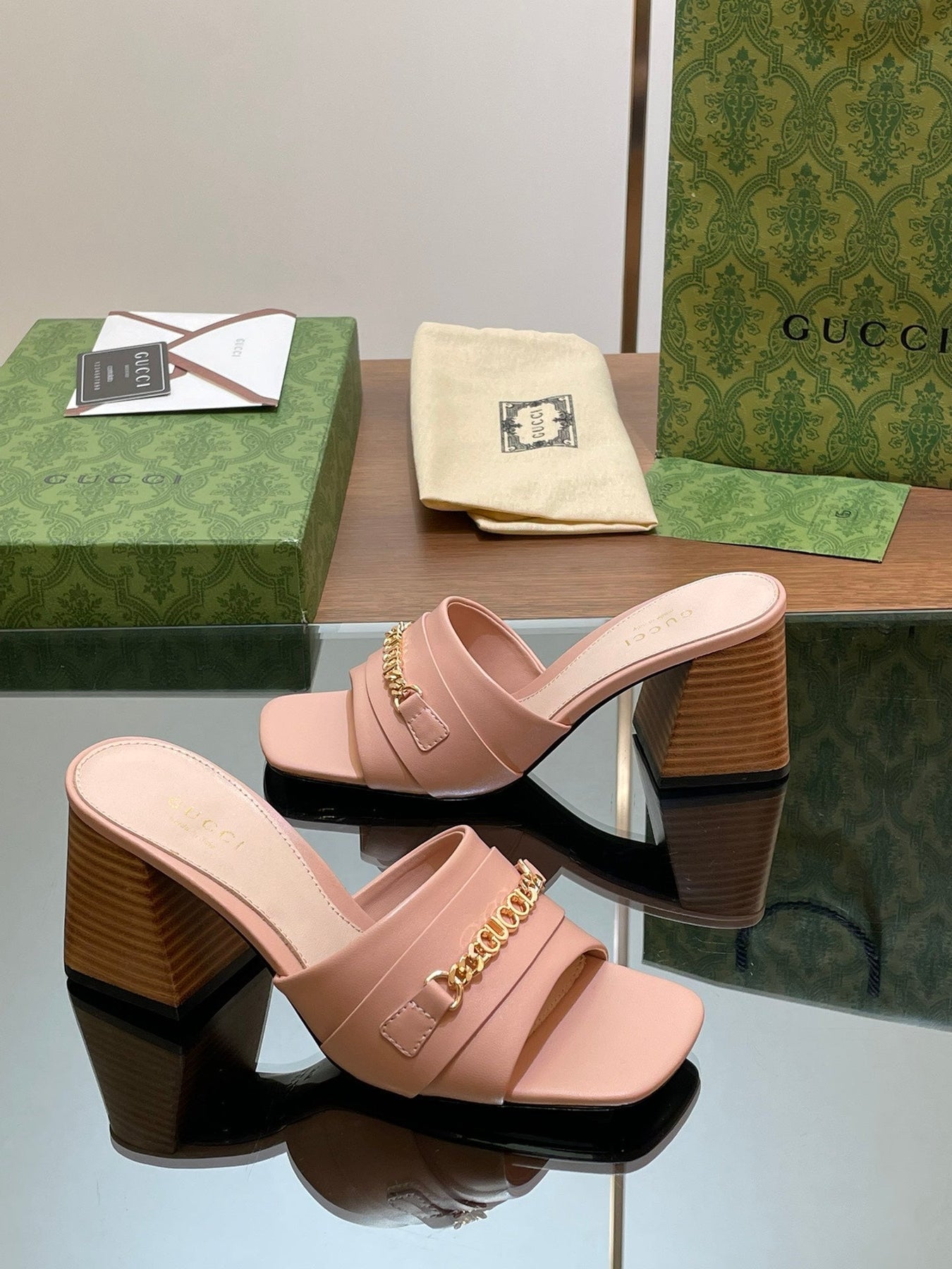 GG SIGNORIA SLIDE SANDAL PASTEL PINK DENIM