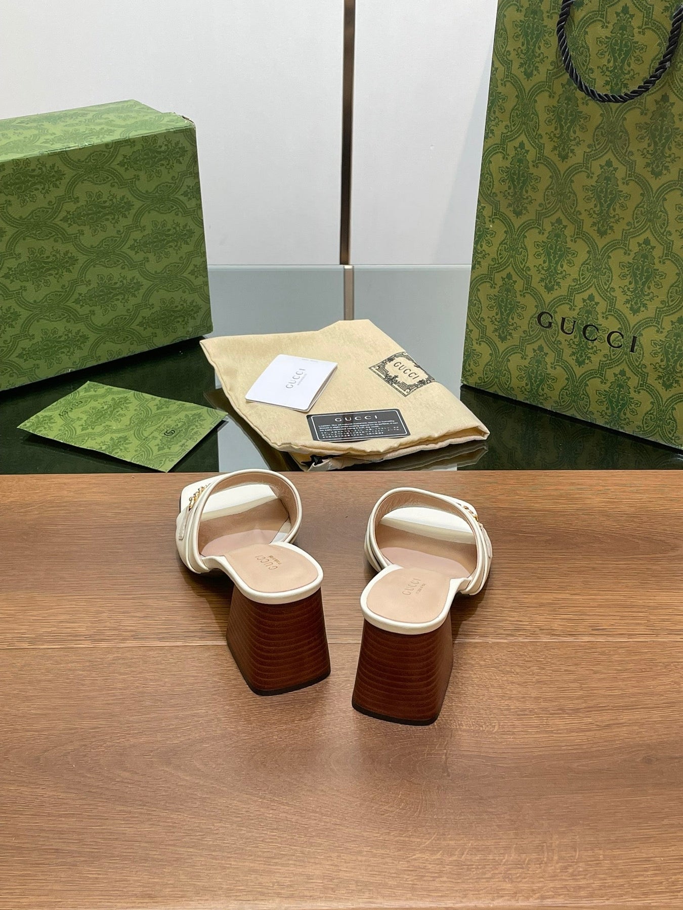 GG SIGNORIA SLIDE SANDAL WHITE DENIM