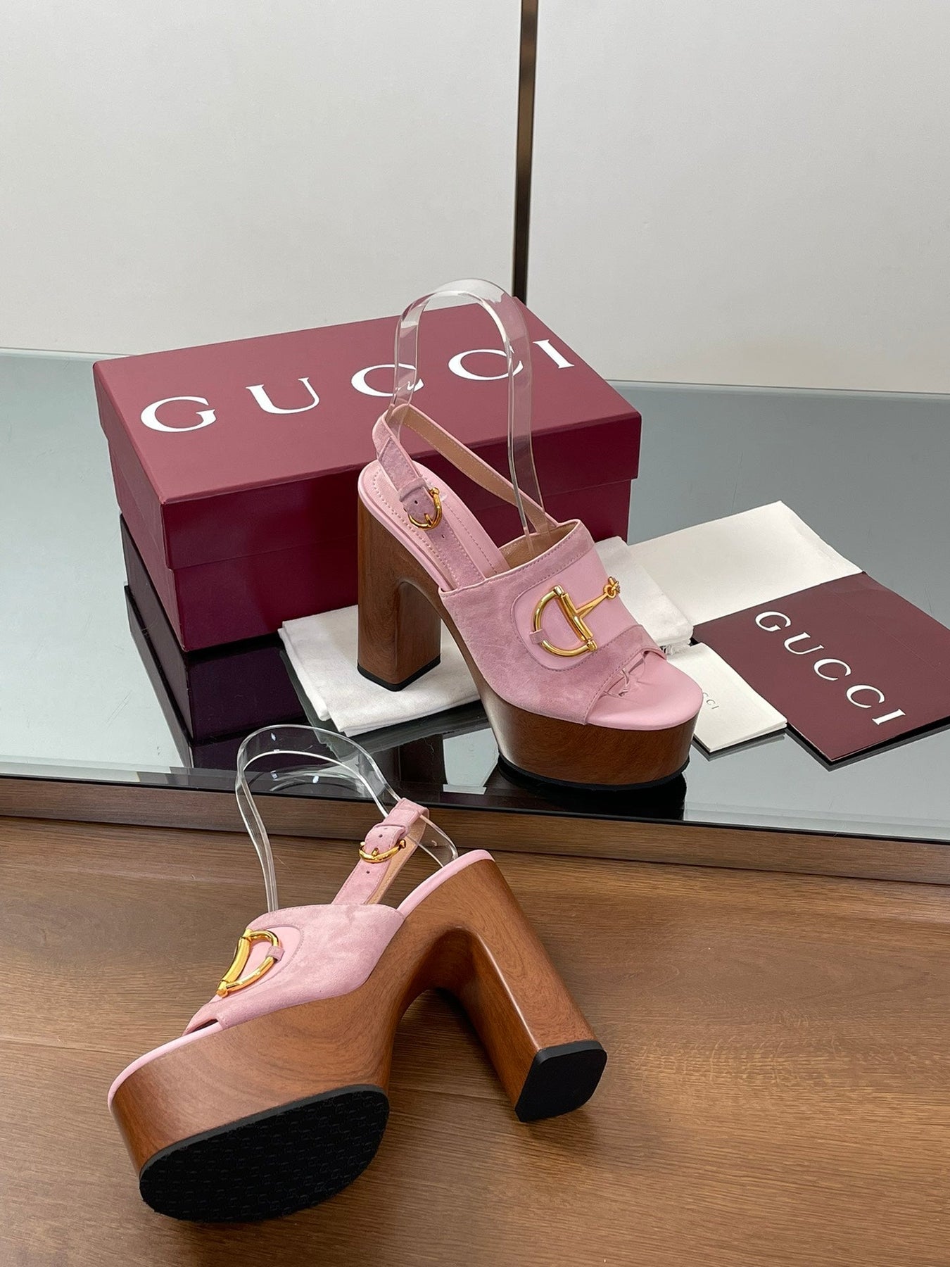 HIGH HEEL SANDALS 13 CM IN PINK CALFSKIN MIX SUEDUE GOLD HARDWARE