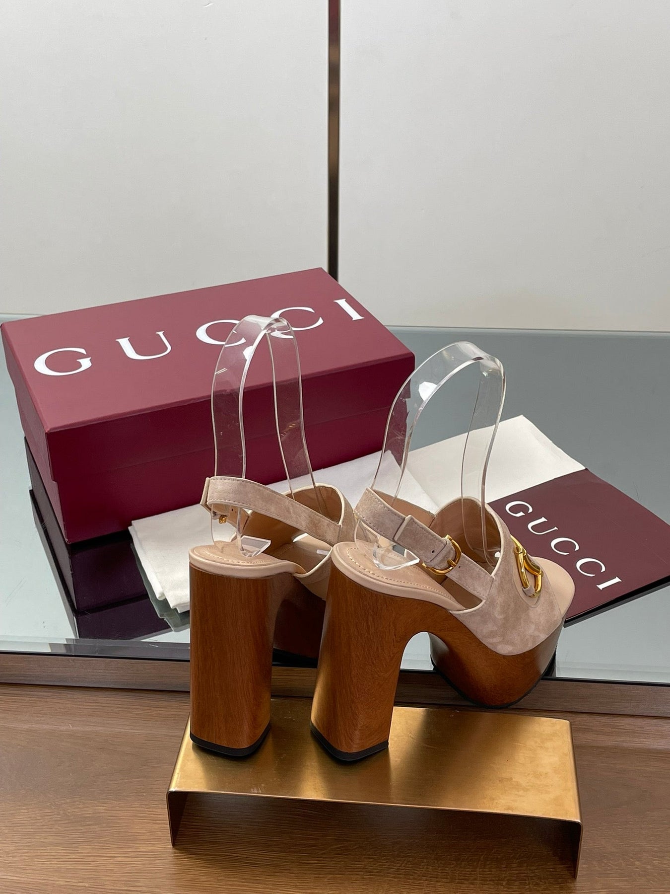 HIGH HEEL SANDALS 13 CM IN BEIGE CALFSKIN MIX SUEDUE GOLD HARDWARE