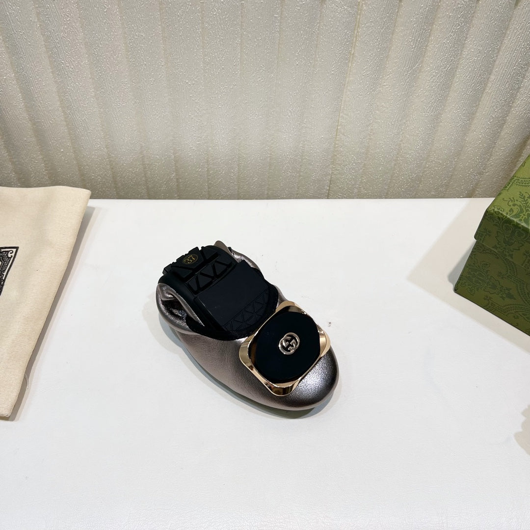 GG BALLET SUPER SLIM SILVER LAMBSKIN