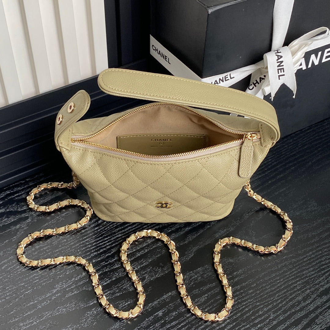 HOBO BAG 21 IN INDIAN KHAKI GRAINED CALFSKIN GOLD HARDWARE