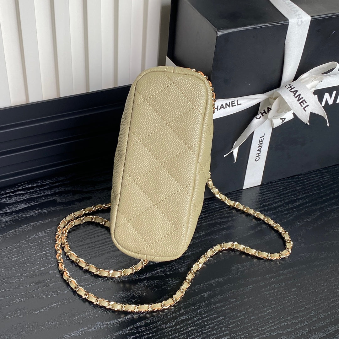 HOBO BAG 21 IN INDIAN KHAKI GRAINED CALFSKIN GOLD HARDWARE