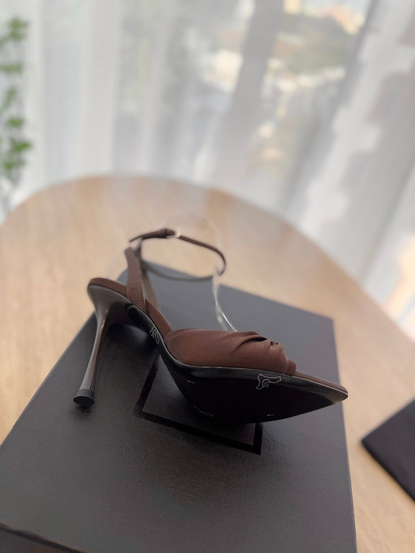 LOLA SANDAL 10 CM IN CHOCOLATE BROWN VISCOSE AND SILK