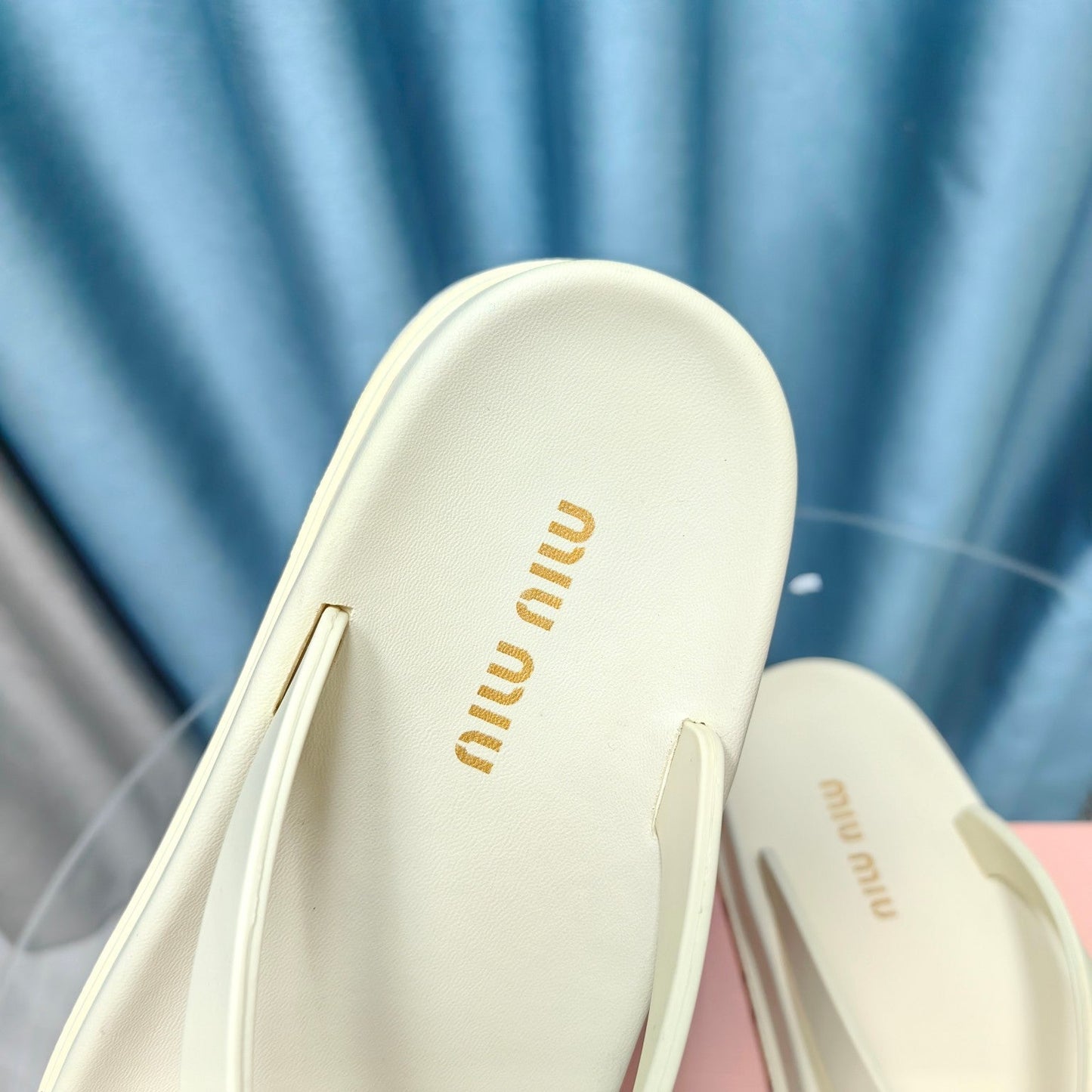 Flip Flop Sandals Macaroon Cream Calfskin