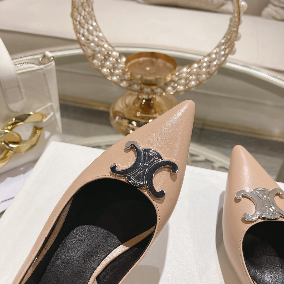 HIGH SLINGBACK 5 CM IN SEPIA TAN CALFSKIN