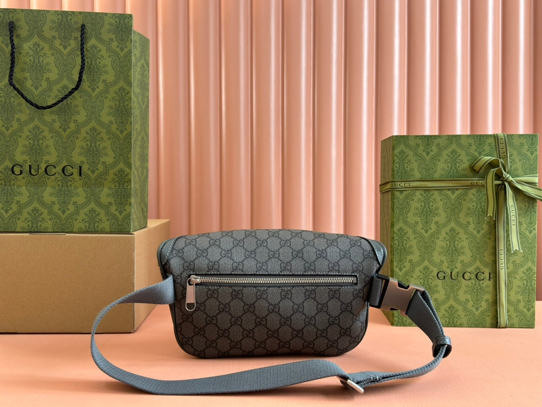 OPHIDIA BELT BAG 26 IN GREY GG CALFSKIN