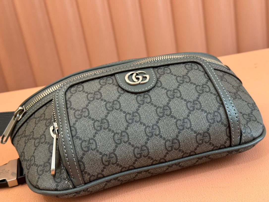 OPHIDIA BELT BAG 26 IN GREY GG CALFSKIN