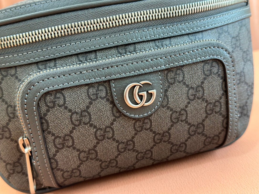OPHIDIA BELT BAG 26 IN GREY GG CALFSKIN