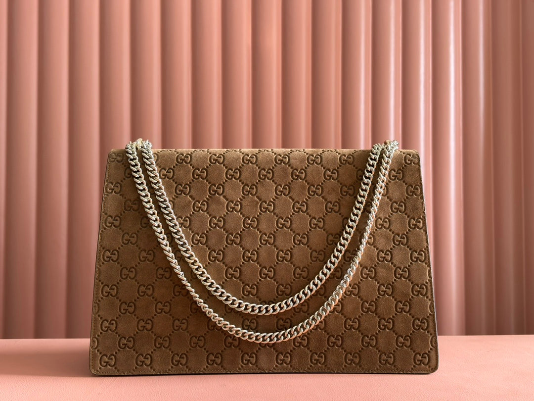 DIONYSUS LAGRE SHOULDER BAG 42 IN BROWN SUEDE