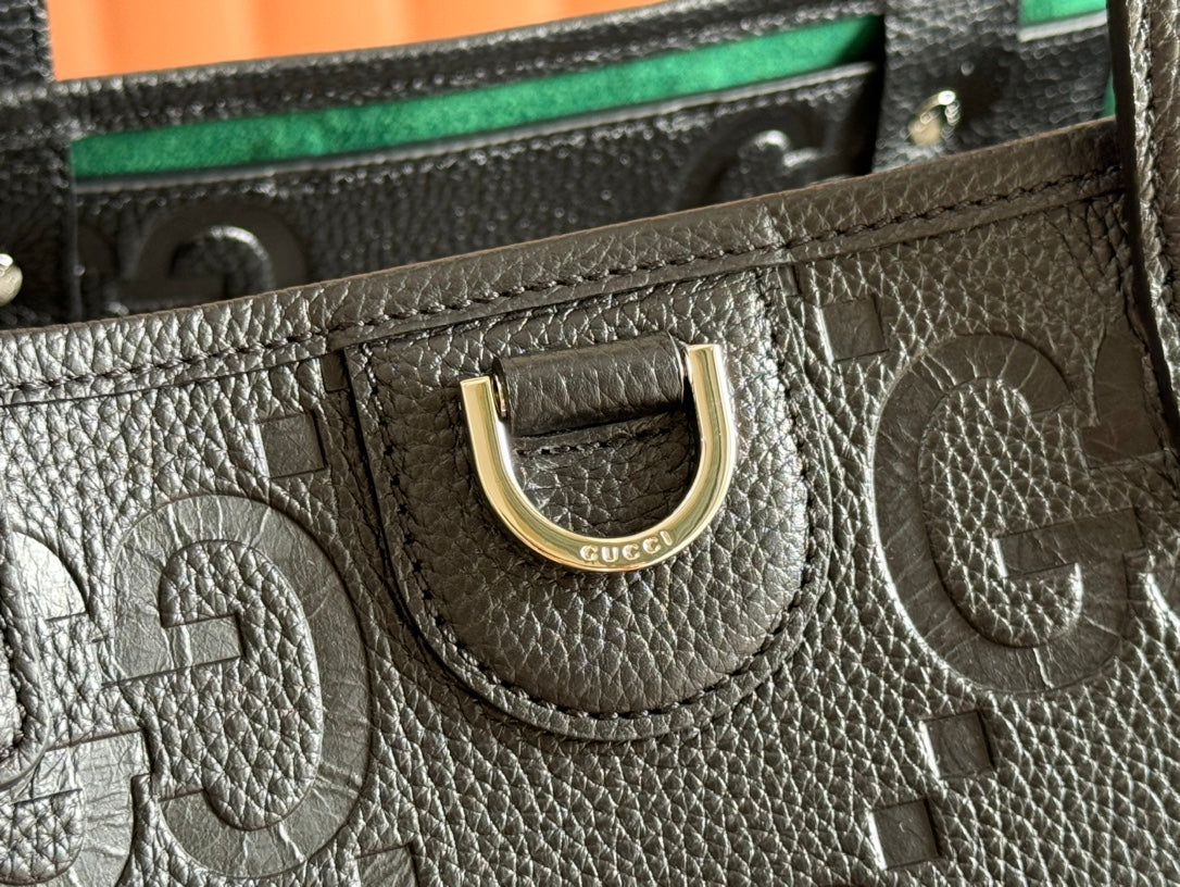 EMBLEM MEDIUM TOTE BAG 30 IN BLACK GG CALFSKIN