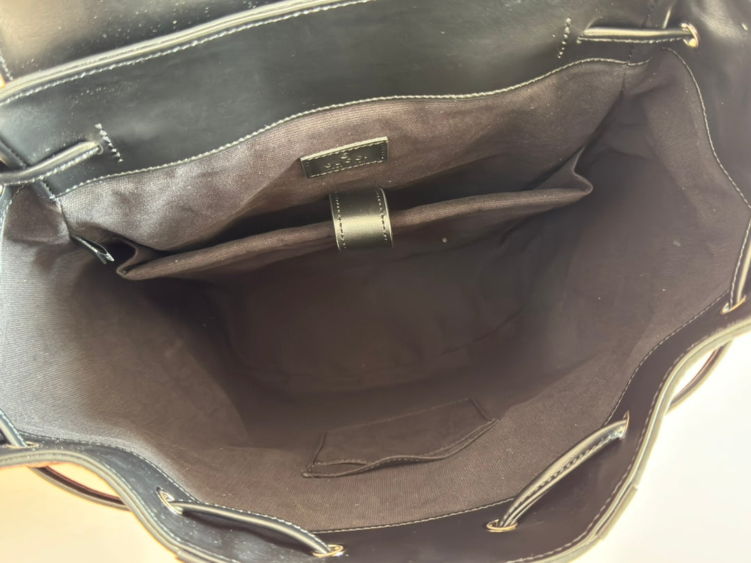 LARGE BACKPACK JUMBO 41 IN GREY AND BLACK GRAINY GG LAMBSKIN