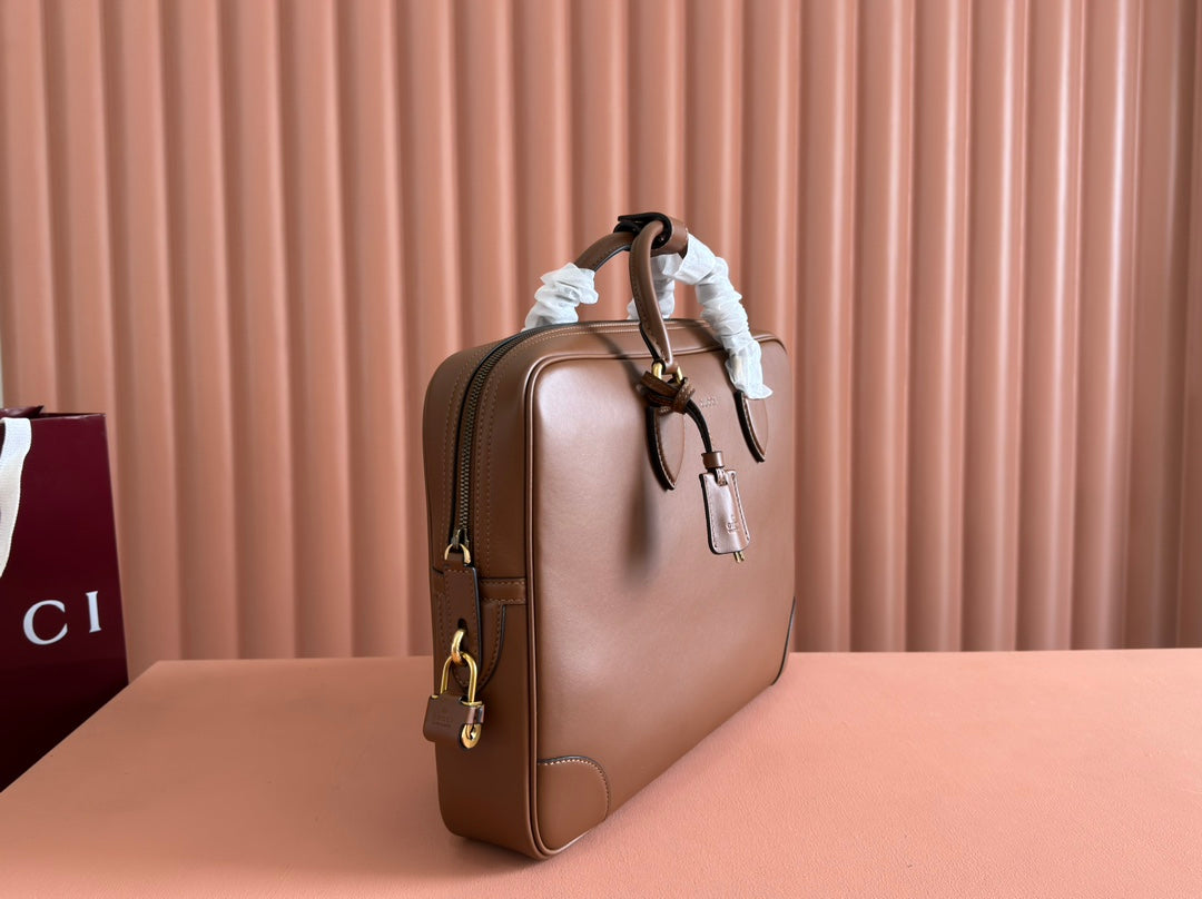 MEDIUM BRIEFCASE 40 IN BROWN CALFSKIN