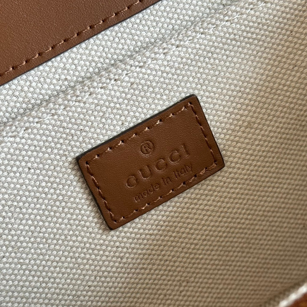 GO SMALL SHOULDER BAG 21.5 IN BLUE DENIM BROWN CALFSKIN