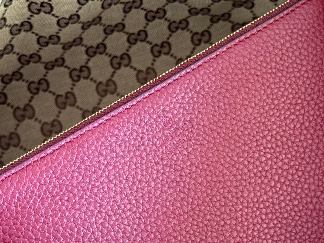 MEDIUM TOTISSIMA REVERSIBLE TOTE BAG 30 IN ROSSO ANCORA RED CALFSKIN BEIGE AND BROWN GG CANVAS ON SIDE