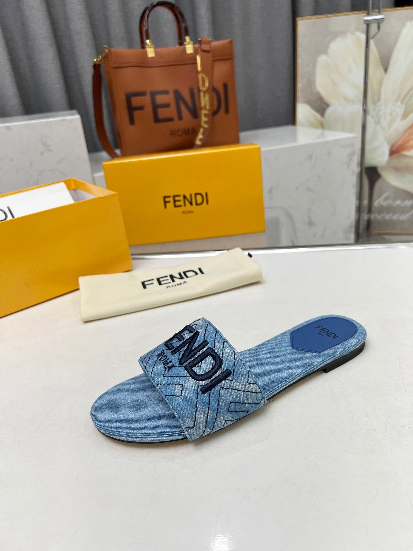 FF 5 BLUE DENIM CANVAS SLIDE
