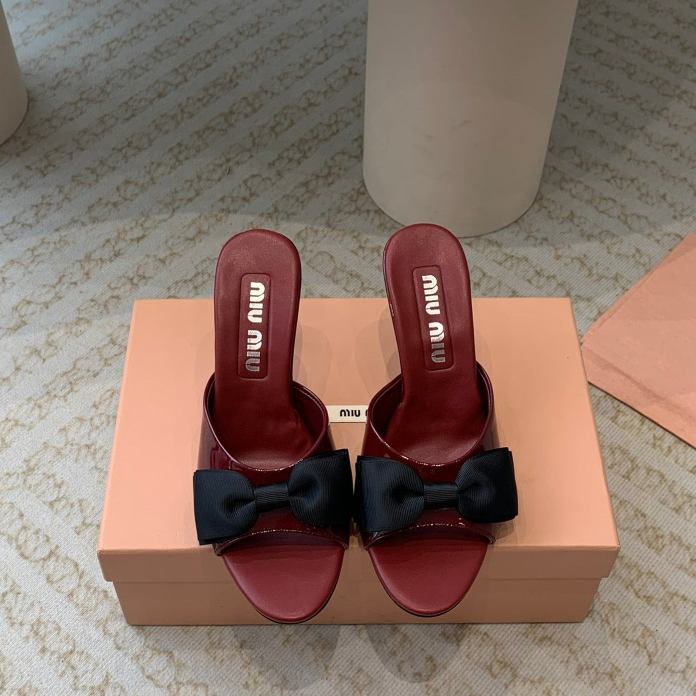Ruby High - Heels With Black Bow Calfskin